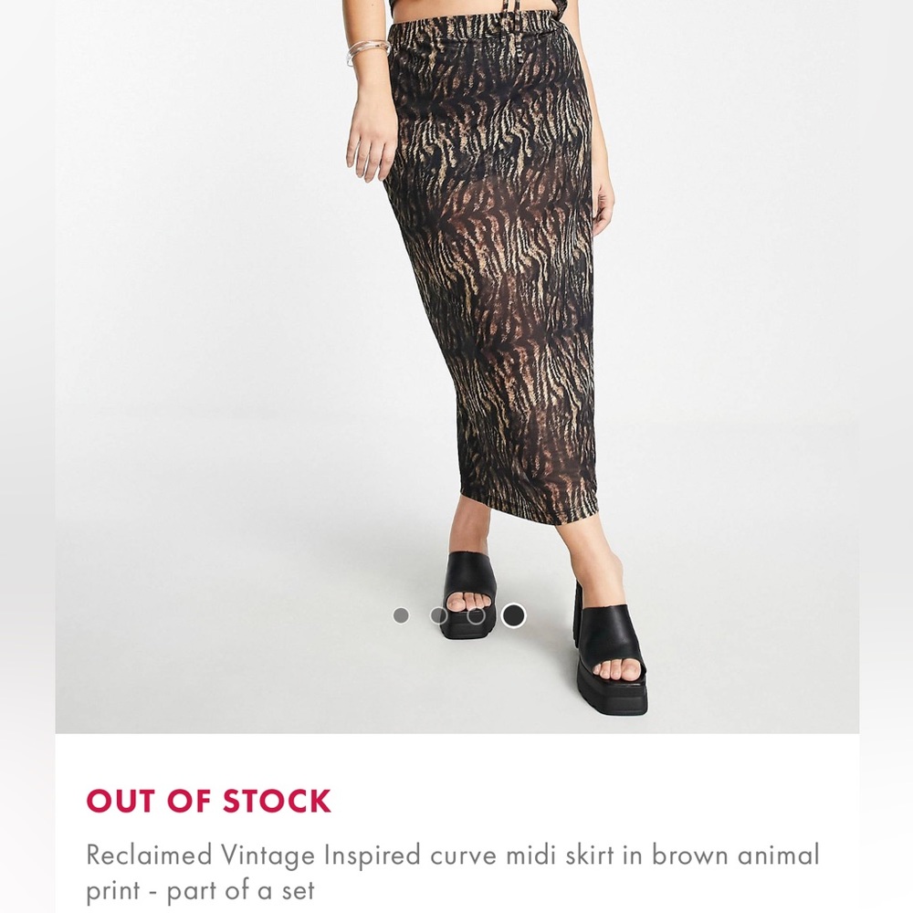 RECLAIMED VINTAGE (curve/plus size) maxi skirt in animal print (NEW W/O TAGS)